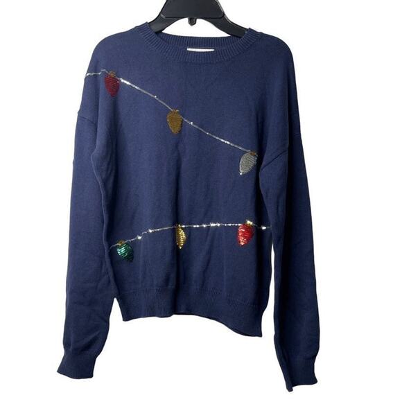Harper Canyon Girls Navy Peacoat String Lights Sequin Sweater Size X Large 14/16 - Picture 1 of 11